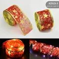 Red 2M LED Christmas ribbon with gold music notes and warm white glow effects - Battery Box Flashing String / 2 Meters / Red