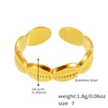 Detail of gold-plated stainless steel ring showing 0.5cm width and 1.8g weight specs - US 7 / Gold-Scalloped Texture Style (Y019MDD250415)