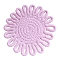 Light purple woven cotton flower-shaped coaster with spiral center on white background - Pure Pink