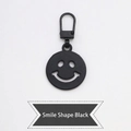 Universal black smiley metal replacement zipper pull with matte finish and spring clip - Smiley - Black