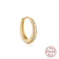 Classic S925 sterling silver gold-plated hoop earring with floral zircon studs - Single Gold-10MM / 10mm