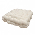 Chunky white knitted lamb velvet throw blanket with soft texture and woven pattern - Milk White
