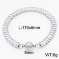 Bracelet tennis en acier argenté avec zircons clairs et fermoir magnétique rond - Style B Argent (KB163483-Z)