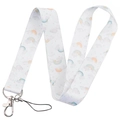 Rainbow and cloud pattern white neck lanyard with metal lobster claw clasp for ID cards - Rainbow Cloud/YZ18-4