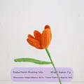 Handmade orange crochet tulip flower with green stem for home decor and gifts - Orange Blooming Tulip Single Stem