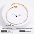 Minimalist golden stainless steel tennis bracelet with 0.21cm width cubic zirconia - Fine Zirconia Gold Style (JDB0112060-1)