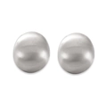 Minimalist oval earrings in matte silver finish with a brushed metallic texture - Silver (Matte)