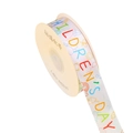 Children's Day themed white satin ribbon roll with colorful prints for gift wrapping - Simple Personalized / Width 1.5cm / 25 Yards