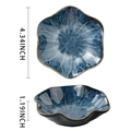 Blue ceramic lotus jewelry tray with wave edges, 4.34 inch diameter, nordic style dish - Leaf Blue