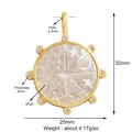 Pendentif doré soleil et lune en nacre avec lignes de mesure de taille - Coquillage Visage de Soleil