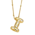 Collier lettre I plaqué or avec zircons ronds et détails de chaîne perlée - Lettre I