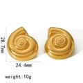 Goldene Titanstahl Muschel Ohrringe 28,7mm Höhe Schneckendesign Luxus Ohrstecker - Goldene Conch Shell Ohrstecker (TE6686-G)