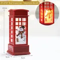 Christmas LED light red telephone booth ornament with snowman 12cm decoration - Red Telephone Snowman
