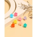 Mini jelly star hair claws in assorted macaron colors on a minimalist beige background - Multicolor Mix (Set of 8)