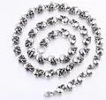 Men's punk skull link chain bracelet in vintage silver finish with round clasp - Skull Necklace (Silver/65cm) / Silver