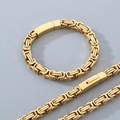 Conjunto bizantino dorado con pulsera y collar a juego y cierre magnético de acero - Pulsera 22cm / 8mm / Dorado