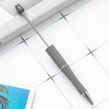 DIY beadable ballpoint pen in minimalist matte gray with metallic silver accents - Bentley Grey