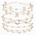 Elegant gold metal headband set with butterfly, moon, and star charms with rhinestones - Gold 3-Piece Set / Gold