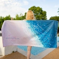 Pink and blue gradient beach towel with wave pattern and Enjoy Summer Time text - Ocean Sky