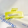 Frosted neon yellow rectangular hollow hair claw clip for elegant updo hairstyles - 12.5CM / Apple Green