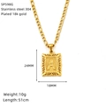 Detail view of 18K gold plated letter A square pendant necklace showing 24x18mm dimensions - Letter A (SP598G-A)