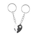 Magnetic heart-shaped best friends keychain set with black and white enamel finish - Black and White Pair