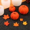 3D pumpkin and maple leaf silicone mold set for DIY Halloween candle and cake decor - 3pcs Set--Transparent