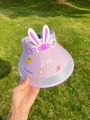 Purple sun visor hat for kids featuring bunny ears and a built-in solar fan - Ice Silk Rabbit Style / Ice Silk Rabbit-Purple