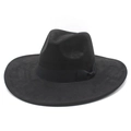 Macro-opname van zwarte suède fedora hoed met getextureerd oppervlak en strikdetail - M (56-59cm) / Zwart Suède