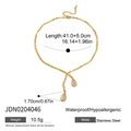 Golden stainless steel necklace with twisted chain and beige water-drop gemstone pendants - Double Water Drop Transparent Pendant (JDN0204046)
