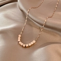 Elegant rose gold titanium steel necklace with nine matte cubic square pendants - Titanium Steel Rose Gold Style (X464)
