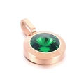 Rose gold stainless steel pendant featuring a faceted emerald green round stone - Emerald Green Gemstone Rose Gold Base (KP100716-K)