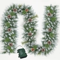 2.7M Christmas garland with frosted needles, natural pinecones, and LED battery box - SGT005 (Without Lights)