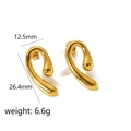Vista detallada de los pendientes de gota de acero inoxidable en oro 18k con medidas y peso - Estilo Gota de Agua Aerodinámico Irregular (TE6987)