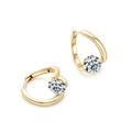 Irregular S925 silver stud earrings with moissanite in golden finish and bright round cut - 925 Silver / K Yellow Gold (Moissanite)