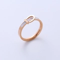 Anillo de hebilla en oro rosa de acero inoxidable con incrustación de nácar y grabado Love - US 5 / Oro rosa