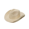 Dettaglio del cappello da cowboy in paglia intrecciata con tesa curva e corona - M (56-58cm) / Beige