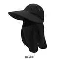 Détail chapeau de soleil noir avec maille respirante et rabat de protection du cou - Noir / Taille unique (56-58cm)