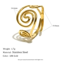 Minimalist spiral vortex open ring in 18K gold plated stainless steel for women - Triple Spiral Adjustable Ring - Gold