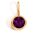 Detail of a purple round birthstone charm with golden bezel and bail on white background - June Deep Purple (0.8cm*0.8cm)
