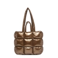 Bolso tote acolchado de color bronce metalizado con doble asa y diseño de rombos - Marrón