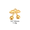 Golden cherry-shaped stainless steel pendant 14x15mm for DIY jewelry making - Cherry / Gold