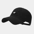 Detailansicht der schwarzen Baumwoll-Baseballkappe mit Eisbären-Stickerei und gebogenem Visier - Schwarz