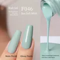 Sea salt mint green plant-based gel nail polish in matte and glossy finishes, shade F046 - F046 Sea Salt Mint