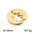 Polished gold titanium steel round pendant with a laser-cut girl silhouette, 15mm width - Gold Girl Style 3 (KLJ2379-Z)