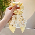 Chouchou jaune à motif floral avec rubans en tissu pour coiffure féminine - A1-7# Jaune - Nœud Floral