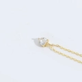 Elegant gold heart pendant necklace with clear zircon stone on a fine chain - Gold Chain / White