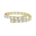 Gold hip hop bangle featuring rectangular zircon stones in a sleek wrap-around design - Inner Diameter 62mm / Gold