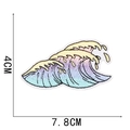 Detailed view of Ukiyo-e wave embroidery patch with size dimensions 7.8cm by 4cm - Ukiyo-e Wave