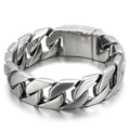 Poliertes Silber-Panzerarmband für Herren aus 316L-Edelstahl mit robustem Verschluss - Polierter Stahl (KB46545-D)